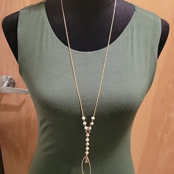 Velvet Torch Olive Midi Tank Dress With New Chicos Necklace Sz L - Picture 4 of 11